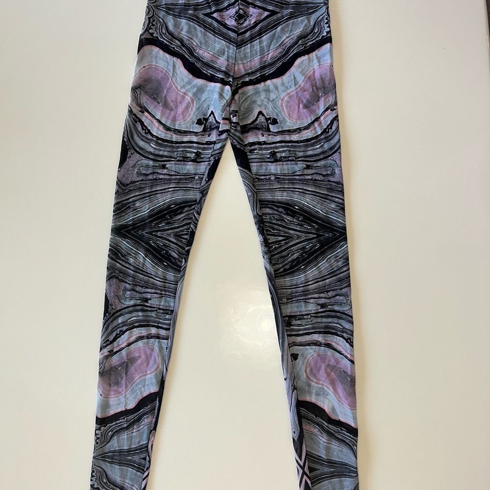 Custo Barcelona WomenTranslucent leggings size1 Black, pink , gray swirl pattern
